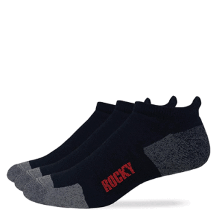 Rocky Black Large Mens Cotton Full Cushion Low Cut Heel Tab Socks 3 Pair Pack (as1 alpha l regular regular )