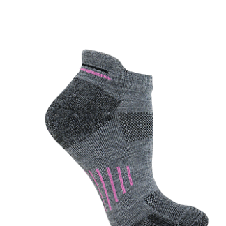 Wise Blend GreyPink Medium Ladies Merino Wool Blend Low Cut Heel Tab Hiker Socks 1 Pair Pack (Grey/Pink Women's Shoe Size 6-9 - Sock Size )