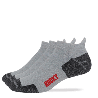 Rocky Grey Large Mens Cotton Full Cushion Low Cut Heel Tab Socks 3 Pair Pack (as1 alpha l regular regular )