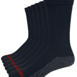 Rocky Black Large Mens Cotton Comfort Seamless Toe Cushion Crew Socks 6 Pair Pack (US Alpha Regular Regular )