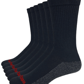 Rocky Black Large Mens Cotton Comfort Seamless Toe Cushion Crew Socks 6 Pair Pack (US Alpha Regular Regular )