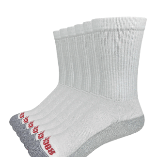Rocky Large Mens Cotton Comfort Seamless Toe Cushion Crew Socks 6 Pair Pack (US Alpha Regular Regular White)