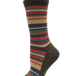 Wise Blend Brown 6-9 Large Stripe Crew Socks 1 Pair Medium Shoe Size W