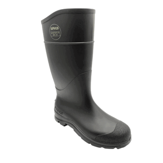 Custom Leathercraft Black 10 PVC Boots by Servus: 14H Plain Toe