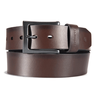 Carhartt Brown 40 Men's Rugged Full Grain Burnished Leather Box Buckle Belts w/Antique Harness Buckle Hardware