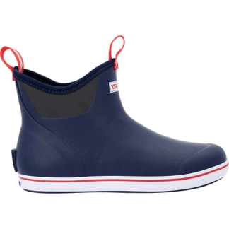 Xtratuf RedNavy 8 Men's Fishing Rain Watertight Anglers Rubber Chevron Pull Tabs Ankle Deck Boots Navy & Red