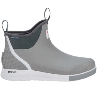 Xtratuf Grey 8 XTRATUF Mens Fishing Rain Watertight Anglers Breathable Mesh Chevron Pull Tabs Ankle Deck Sport Boots Gray