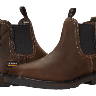ARIAT Dark Brown 8.5 BMVY9 Mens Groundbreaker Chelsea Wide Square Toe Waterproof Steel Toe Work Boot