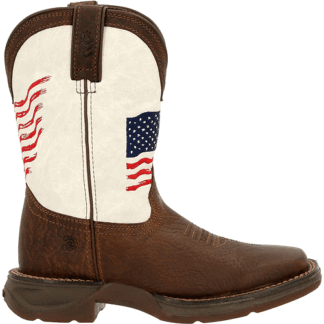 Durango Bay BrownWhite 6 Big Kid Lil' Rebel. by Big Kids Distressed Flag Western Boot