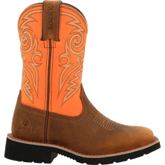 ROCKY BrownOrange 5 Big Kid Big Kids MonoCrepe Western Boot Brown And Orange Size 5(M)