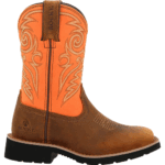 ROCKY BrownOrange 5.5 Big Kid Big Kids MonoCrepe Western Boot Brown And Orange Size 5.5(M)