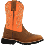 ROCKY BrownOrange 11 Little Kid Kids MonoCrepe Western Boot Brown And Orange Size 11(M)