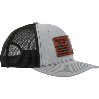 Georgia Boot Gray one_size US MEN Unisex Leather Patch Trucker Hat Size one_size(GRY)