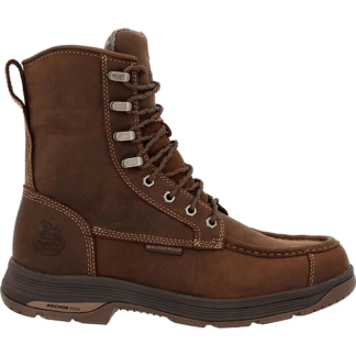Georgia Boot Brown 10 Wide Athens SuperLyte 8 Waterproof Side-Zip Moc Toe Work Boot Size 10(W)