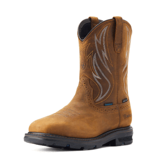 ARIAT Brown 8 Ariat BMVY9 Mens Sierra Shock Shield Waterproof Steel Toe Work Boot Distressed