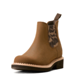 ARIAT Distressed Brown/Leopard Gore 3.5 Big Kid Youth Fatbaby Chelsea Western Boot 3.5