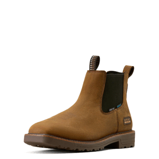 ARIAT Rye Brown 12 Men's Activator Chelsea Waterproof Wide Square Toe Steel Toe Work Boot