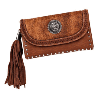 Blazin Roxx Brown One Size Women's Ella Faux Calf Hair Flap Wallet