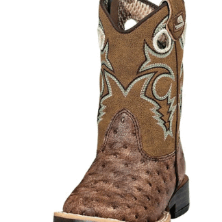 Double Barrel Brown 8 Toddler M&F Western Kids Twister Toddler-Boys' Brant Ostrich Print Boot Square Toe 8