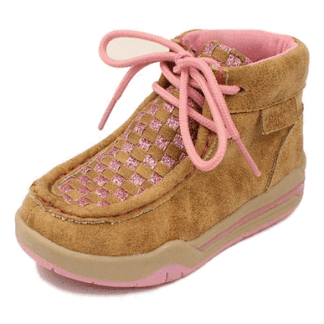 M&F Western Products Tan 1 Little Kid Twister Lauren Girls' Chukka Glitter Lace Shoes - M