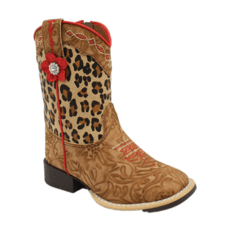 Twister Tan 10 Little Kid Western Boots Girls Avery Square Leopard 10 Child 4443308