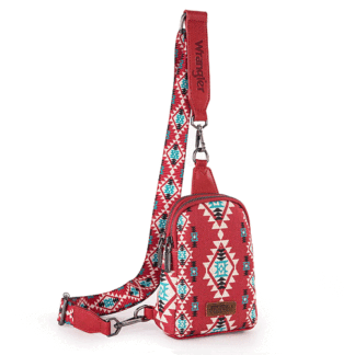 Wrangler Western-burgundy Small Sling Bag for Women Leather Western Crossbody Bags Aztec Cross Body Purse Fanny Packs WG2205-210BDY
