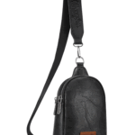 Wrangler Classic Black 5 x 2 x 8 inches Small Sling Bag for Women Leather Crossbody Bags Cross Body Purse Fanny Packs with Adjustable Strap WG87-210BK