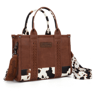 Montana West M Brown-guitar Strap Medium . Wrangler Tote Bag for Women Small Crossbody Bags Cow Print Satchel Top Handle Purse with Strap WG102-8120SBR