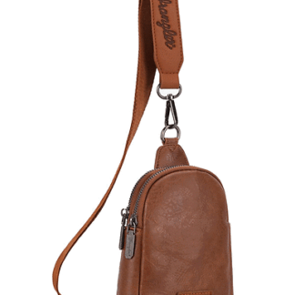 Wrangler Explorer-dark Brown 7.3 (W) x 3.7 (D) x 10.8 (H) Small Sling Bag for Women Leather Crossbody Bags Cross Body Purse Fanny Packs with Adjustable Strap WG87-227DBR