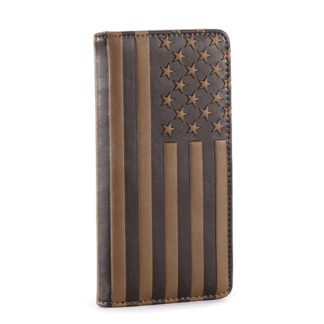 Montana West Brown MW-615 Patriotic Collection Men's Bifold Long PU Leather Wallet