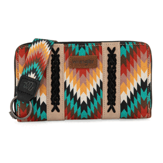 Montana West A Ripple Black One Size Wrangler Wallet Wristlet for Women Aztec Credit Card Holder Wallet Clutch Long Purse Boho Western Purse WG2211-W006BK