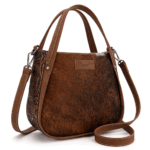 Montana West Brown Large Wrangler Small Tote Purse for Women Western Cowhide Designer Top-handle Handbags with Strap WG169-2022BR