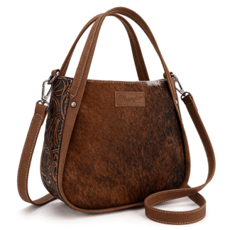 Montana West Brown Large Wrangler Small Tote Purse for Women Western Cowhide Designer Top-handle Handbags with Strap WG169-2022BR
