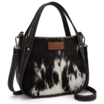 Montana West Black Large Wrangler Small Tote Purse for Women Western Cowhide Designer Top-handle Handbags with Strap WG169-2022BK