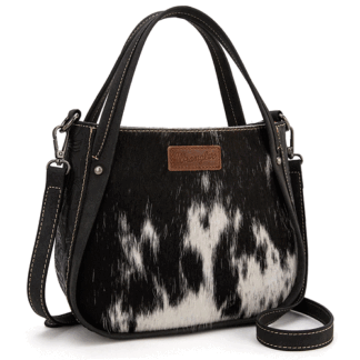 Montana West Black Large Wrangler Small Tote Purse for Women Western Cowhide Designer Top-handle Handbags with Strap WG169-2022BK
