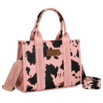Montana West M-cow Print Pink Medium . Wrangler Tote Handbag for Women Top Handle with Detachable Crossbody Strap WG133-8120SPK