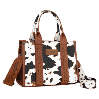 Montana West M-cow Print Brown Medium . Wrangler Tote Handbag for Women Top Handle with Detachable Crossbody Strap WG133-8120SBR