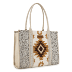 Montana West Beige Large . Wrangler Aztec Tote Bag for Women Western Shoulder Purse Top Handle Handbag WG226G-8119BG