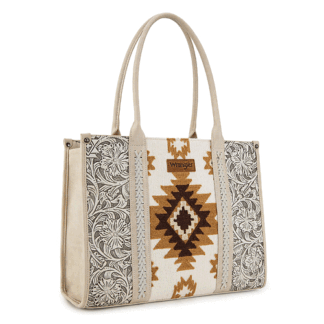 Montana West Beige Large . Wrangler Aztec Tote Bag for Women Western Shoulder Purse Top Handle Handbag WG226G-8119BG