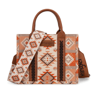 Montana West Boho - Cinnamon One Size Wrangler Tote Bag for Women Aztec Pattern Shoulder Purse Western Style Handbag Boho Crossbody Satchel Vintage Leather-Like Top-Handle Design AR-WG2209-8120SLBR