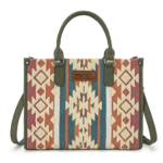Montana West Green Large Wrangler Chenille Tote Bag for Women Western Women's Crossbody Handbags Aztec Top-handle Bags WG313-8119GN
