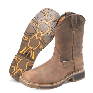 Carolina Brown 10 Wide 10 Composite Toe Work Boots - EH Rated Work Boots for Men - Mesh Lined Waterproof Shoes - Double Tuff PU Footbed - Oil & Slip-Resistant Rubber Outsole - -