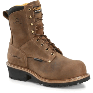 Carolina Brown 10 Poplar 8 Composite Toe Waterproof Logger Work Boots for Men Durable EH Rated Steel Shank Oil & Slip Resisting Outsole - D