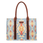 Montana West Cerulean Blue Large Wrangler Tote Bag for Women Work Handbags Purses with Top Handle Western Shoulder Bag WG2202-8119BR