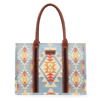Montana West Cerulean Blue Large Wrangler Tote Bag for Women Work Handbags Purses with Top Handle Western Shoulder Bag WG2202-8119BR