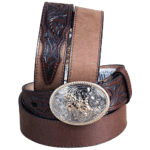 3D Tan With Mahogany 24 In 1 1/4 Dark Brown Boys' Western Basic Belt