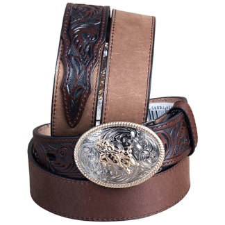 3D BELTS Tan With Mahogany 26 In 3D 1 1/4 Dark Brown Boys' Western Basic Belt