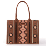 Montana West Dark Brown 17 X 5 X 13 (9 drop) WG2203-8119 Wrangler Southwestern Pattern Dual Sided Print Canvas Wide Tote