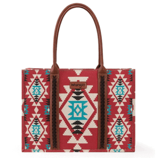 Montana West Burgundy 17 X 5 X 13 (9 drop) WG2203-8119 Wrangler Southwestern Pattern Dual Sided Print Canvas Wide Tote