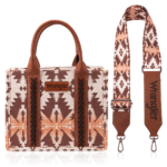Montana West Angel Diamond Camel-guitar Strap M Medium Wrangler Purse Western Aztec Tote Bag for Women 3-in-1 Convertible Purse with Detachable Guitar Strap Multi-Pocket Structured Cotton Canvas Work Daily Bag WG2203-8120SLCF